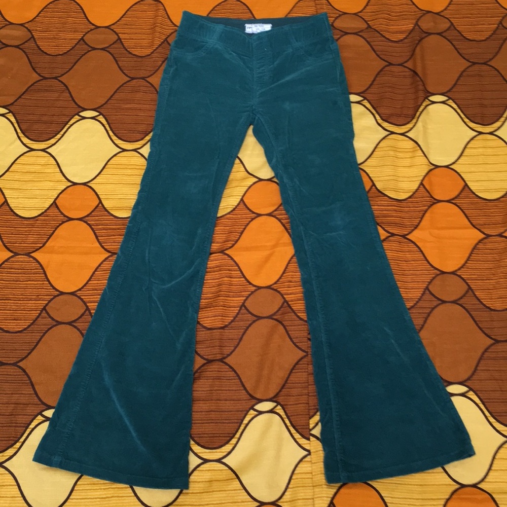 Free People Float on Flare Cord Vintage Green 25 - Picture 3 of 6